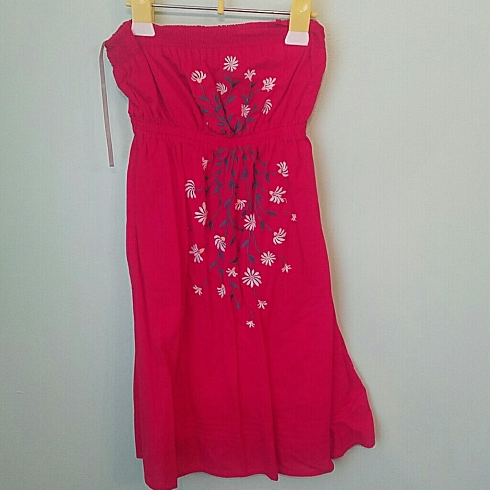 Red stretchy summer dress S